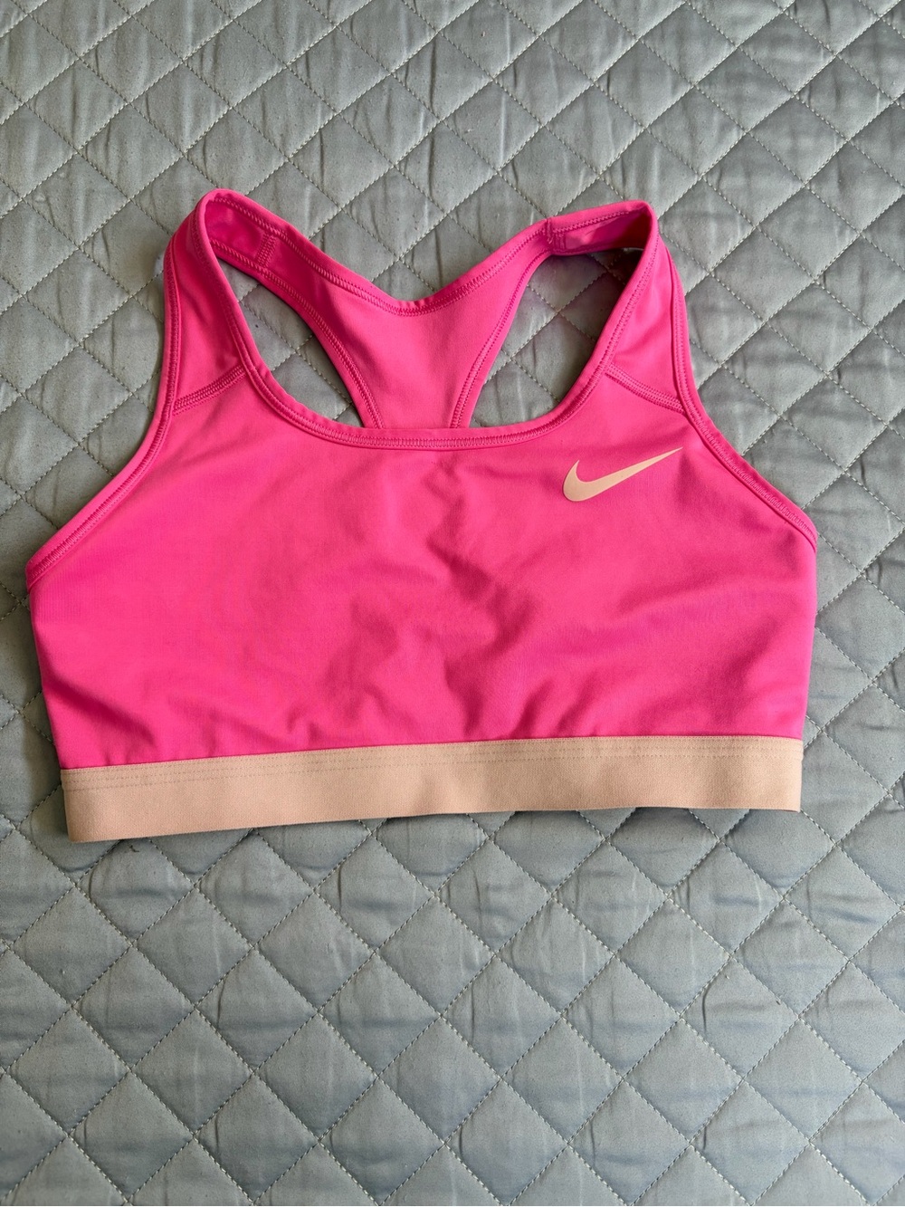 Nike Swoosh Hot Pink Racerback Sports Bra with Pale Pink Band